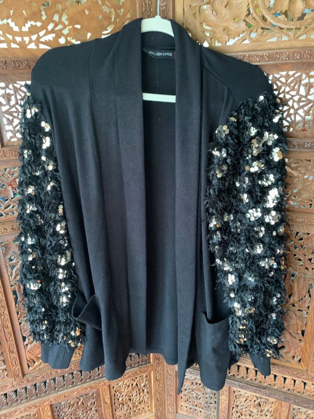 Colleen Lopez black sweater with sequins size M